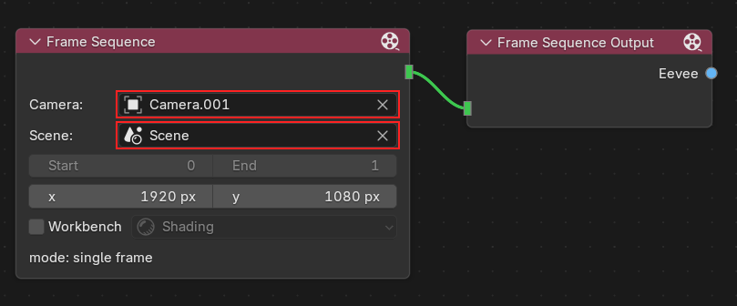 Frame Sequence node in single frame mode