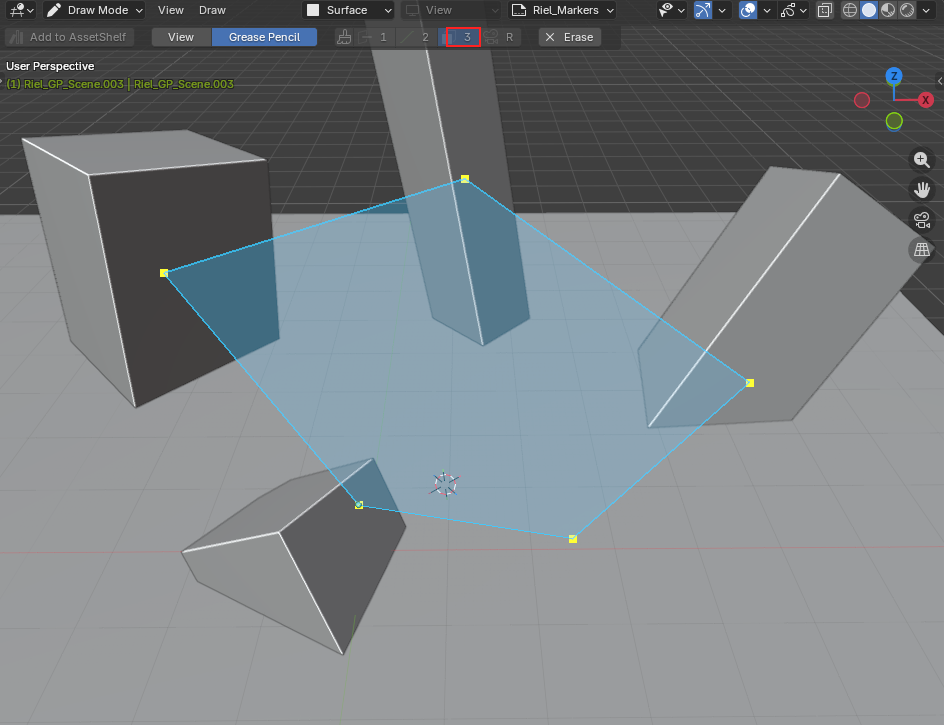 Holding 3 builds a face from the clicked points