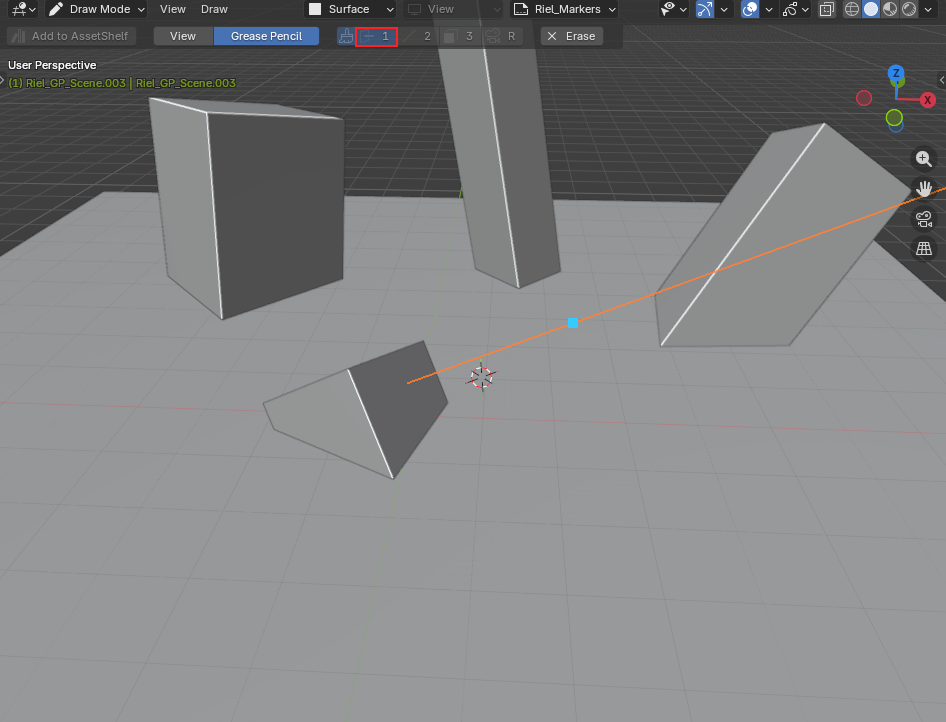 Holding 1 creates a ray perpendicular to the face with an adjustable point