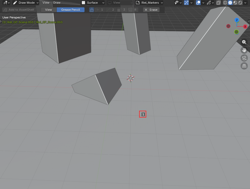 A single point placed on a mesh surface, tagged 1
