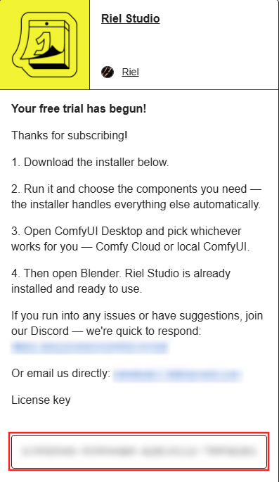 Gumroad email — license key