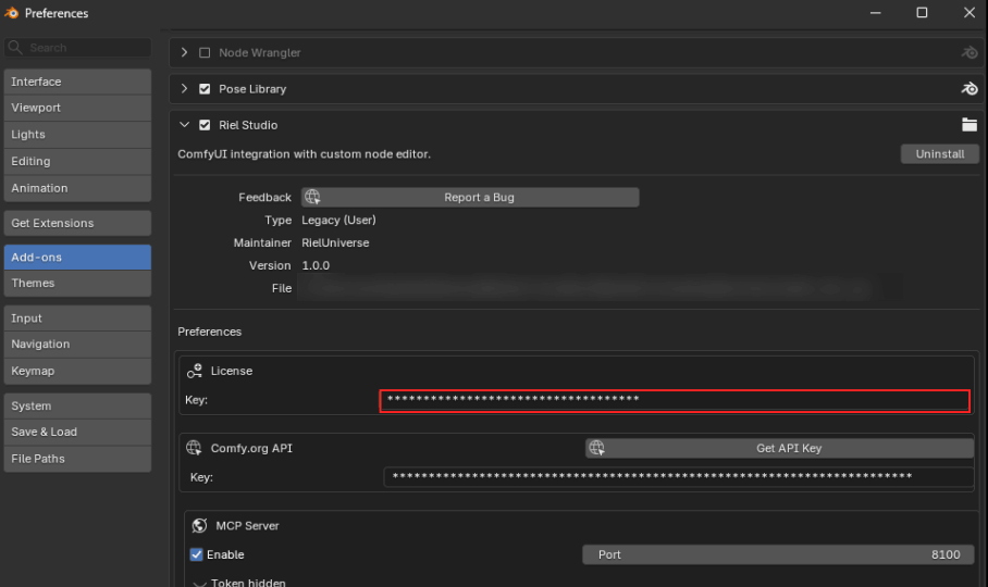 License Key field