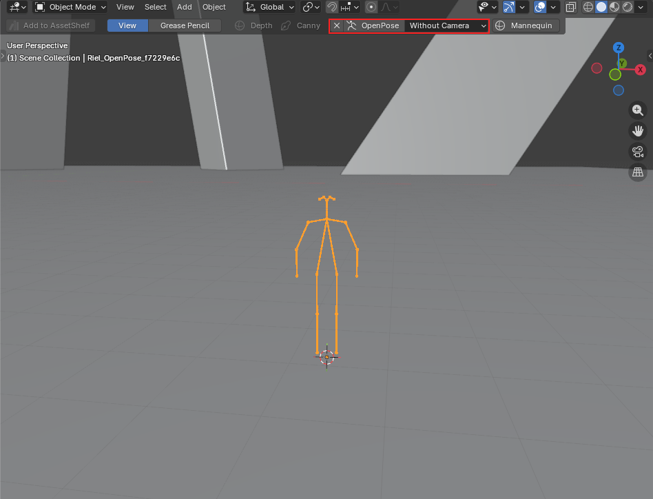 OpenPose button creates a default rig at the 3D cursor