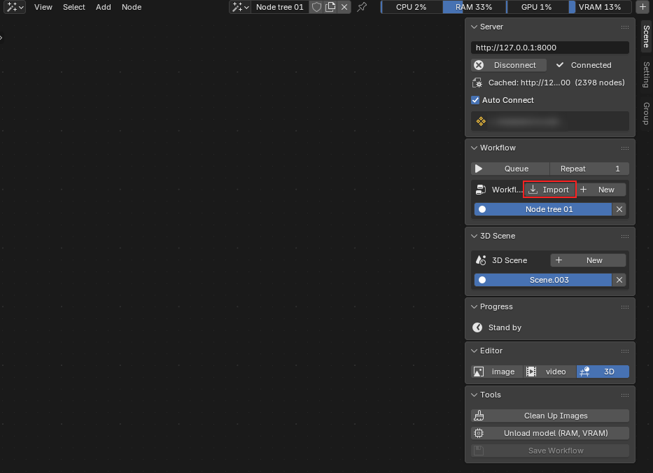 Workflow — Import button